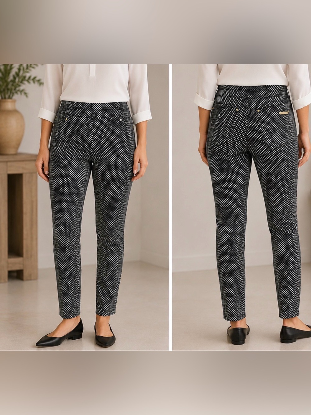 Michael Kors pull on pants Slim Ankle - Black/White size M